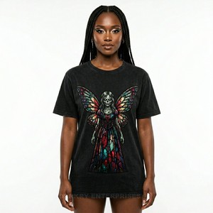 T-shirt graphique personnalisé pour femme, motif armure de chevalier, guerrier squelette de fantasy sombre, vente en gros, vêtements en coton de haute qualité, fournisseur - Product Image 4