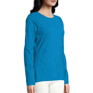 Women's <b>Pink</b> Long Sleeve Crew Neck T-Shirt 100% Cotton Regular Fit Casual Solid Eco-Friendly Quick Dry Breathable All Seasons - Product Image 2