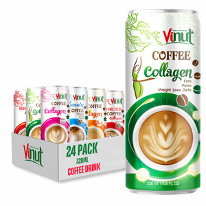 เครื่องดื่มกาแฟคอลลาเจน อาราบิก้า โรบัสต้า 320 มล. กระป๋องอะลูมิเนียม ปราศจากนม ปราศจากกลูเตน ปราศจาก GMO VINUT OEM ODM แบรนด์ส่วนตัว พรีเมียม - Product Image 1