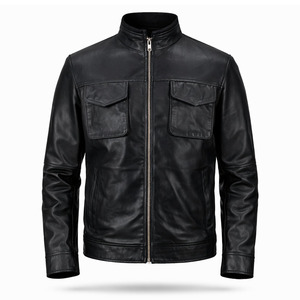 Nayab Industries Men's Genuine Leather Jacket Black Quilted Slim Fit Classic Waterproof Breathable <b>Winter</b> - Product Image 1