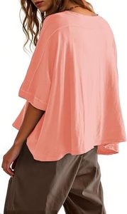 Camiseta Corta Oversize para Mujer, Color Sólido, Manga Corta - Product Image 2