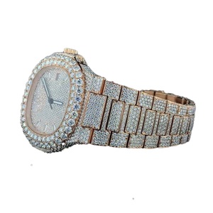 Reloj de Lujo para Hombre, Diseño Antiguo, con Diamantes VVS y Moissanita, Caja de Acero Inoxidable, Brazalete de Acero Inoxidable, Movimiento Mecánico Analógico, Esfera de Zafiro - Product Image 1
