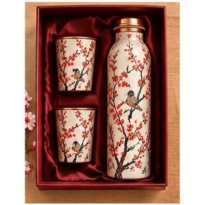 Copper Water Bottle Set with Lid Contemporary Design <b>Large</b> Capacity Eco-Friendly Portable Drinkware <b>Gift</b> <b>Boxed</b> - Product Image 3