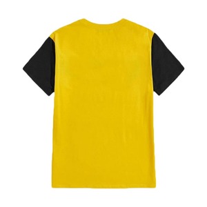 เสื้อยืดคอกลมแขนสั้นผู้ชาย ทรงลำลอง แต่งขอบสีตัดกัน สีเหลืองดำ  แบบถัก สีบล็อก - Product Image 2