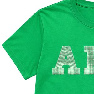 Camiseta de algodón de manga corta para mujer con estampado de letras Green Pearl, diseño gráfico, informal, a la moda, para verano, ropa de calle, uso diario - Product Image 5