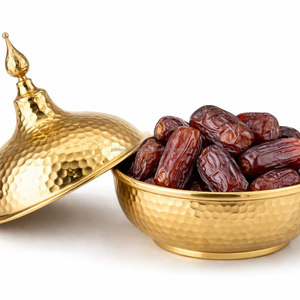 ชามใส่ผลอินทผลัมแบบโบฮีเมียนโบราณ ลายตอก พร้อมฝาปิด (โลหะ) - Product Image 1