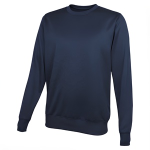 Men's <b>Navy</b> Blue Crew Neck Pullover Sweatshirt Regular Fit Knitted Solid Color Casual Long Sleeve <b>Top</b> - Product Image 1