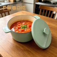Cocotte en fonte carrée vert menthe au design classique, émaillée, anti-rouille, de type Dutch Oven, de la gamme Factory Outlet