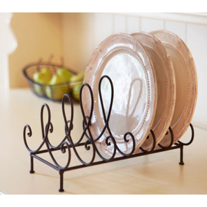 Wrought Iron Metal Plate Rack Black Finished Perfect For Kitchenware <b>Tabletop</b> Standing Multifunction Plate <b>Storage</b> Holder - Product Image 6