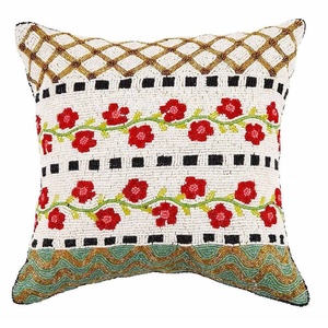 Housse de coussin carrée moderne de haute qualité à motif floral en perles de verre 35x35cm avec fermeture éclair pour décoration intérieure, canapé et lit - Product Image 1
