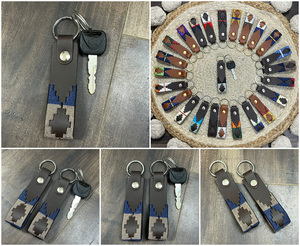 Stylish Handmade Western Leather Keychains Colorful Woven Embroidery Durable Car <b>Key</b> Holder Genuine Leather Fashion <b>Key</b> clip - Product Image 3