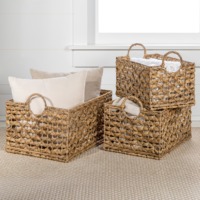Panier en jacinthe d'eau naturelle à bas prix, paniers tressés pour rangement et organisation de placards