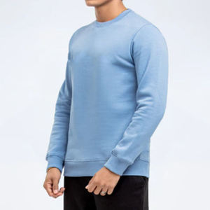 เสื้อสเวตเชิ้ตผู้ชายทรงปกติ ผ้าฝ้ายฟลีซสีพื้น 100% คอกลม แขนยาว ทรงหลวม ระบายอากาศได้ดี คุณภาพสูง เหมาะสำหรับฤดูหนาว - Product Image 2