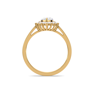 แหวนหมั้นเพชรทรงมาร์คีส์ 1.32 กะรัต ประดับด้วยเพชรแบบฮาโล ตัวเรือนทองคำ 18K สีเหลือง ขาว และโรสโกลด์ - Product Image 4