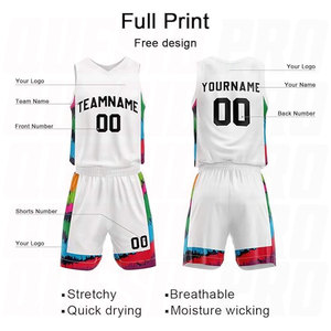 Ensemble de maillot et short de basketball blanc et noir, léger, respirant, personnalisable par sublimation, séchage rapide - Product Image 4