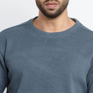 Sweat-shirt à col rond pour homme Coupe classique Couleur unie Tissu tricoté Vêtement décontracté pour l'automne 100% coton - Product Image 6