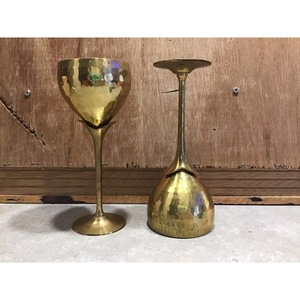 Handmade Brass <b>Wine</b> <b>Goblets</b> Bell Shape Long Stem Vintage Style Set Of 2 For Party - Product Image 4