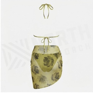 Ensemble bikini 2 pièces à imprimé floral avec haut dos nu et jupe portefeuille pour femme - Product Image 2