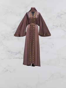 Abaya 2026 con Capucha, Hecha a Mano con Cuentas, Larga hasta el Suelo, Cuello en V, Dobladillo Acampanado, para Mujer, Modesta, Manga Larga, Poliéster Sólido, Estilo de Oriente Medio - Product Image 3