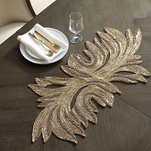 Luxury Gold Leaf <b>Table</b> Runner <b>Plant</b> Pattern Home Decor Durable Design - Product Image 2