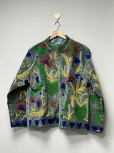 Hand Embroidered <b>Velvet</b> Bomber <b>Jacket</b> <b>Women</b> Boho Folk Art Long Sleeve Reversible Eco-Friendly Breathable Floral Pattern Cotton - Product Image 5