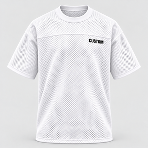 Camiseta de malla personalizada para hombre, de algodón grueso transpirable, con hombros caídos, color liso, estilo urbano. - Product Image 1