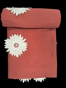 Tela de Algodón Rosa Coral Premium con Apliques 3D en Oferta |   Tela Suave y Transpirable con Bordado Floral de Diseño para Vestidos y Kurtis - Product Image 4