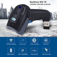 Lecteur de codes-barres sans fil 2,4 GHz portable pour supermarché, scanner de codes QR 1D 2D USB, 300 lectures/secondes, portée 0-100 m, garantie 1 an, en stock