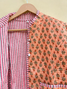 Chaqueta india hecha a mano 100% algodón, ecológica, acolchada, antiarrugas, transpirable, de secado rápido, con estampado digital, bolsillo frontal y cuello redondo. - Product Image 5