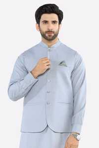 Nouvel ensemble Kurta Pajama traditionnel bleu clair avec gilet, coupe régulière, toutes saisons, tenue décontractée, style Inde Pakistan - Product Image 2
