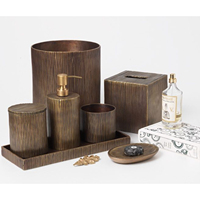 DAANI INTERNATIONAL Ensemble d'accessoires de salle de bain de luxe moderne en nacre, fait main, avec distributeur de savon et gobelet en mosaïque de coquillages dorés