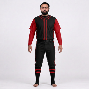 ชุดเบสบอลชาย เสื้อเจอร์ซีย์สีพื้น กางเกงขายาว แขนครึ่งตัว ระบายเหงื่อได้ดี เอวยางยืด ปรับขนาดได้ ใส่ได้ทุกฤดู ระบายอากาศได้ดี - Product Image 5