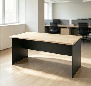 Modern Durable Rectangular Office Desk Wooden Top Black <b>Frame</b> Freestanding Minimalist Design Commercial Furniture AY Office - Product Image 1