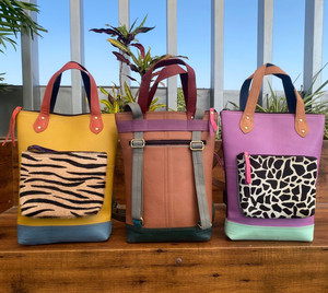 Nueva mochila convertible de cuero reciclado para pañales, asas con estampado de animales, bandolera, bolso de compras con bolsillo y cremallera - Product Image 5