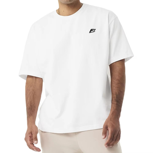 Camiseta Oversize Blanca Personalizada con Hombros Caídos, Venta al por Mayor, Unisex, de Algodón Pesado, Cuello Redondo, Ajuste Holgado, para Hombre - Product Image 1