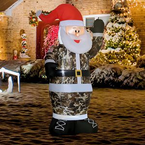 Babbo Natale Gonfiabile con Luci LED da 8 Piedi, Decorazioni Natalizie da Esterno con Motivo Mimetico, Addobbi Gonfiabili per Giardino - Product Image 2