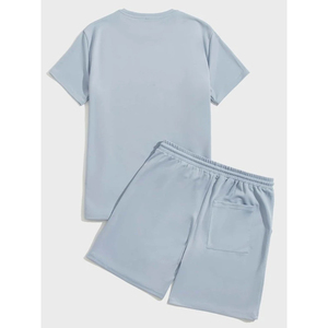 Conjunto de Camiseta y Pantalones Cortos de Algodón de Color Sólido para Hombre, Calidad Premium, Venta al Por Mayor, Ropa Casual Transpirable para Verano 2026 - Product Image 2