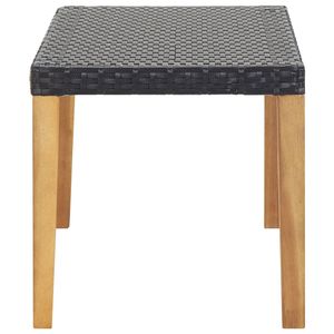 Banco de jardín de madera maciza de acacia y ratán sintético negro, banco de patio mediano - Product Image 3