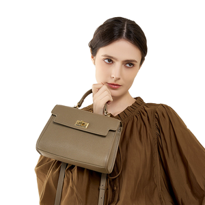 Pochette de luxe 2025 motif litchi, élégante, en cuir véritable, pour femme, durable, imperméable, avec fermeture éclair et doublure en polyester - Product Image 2