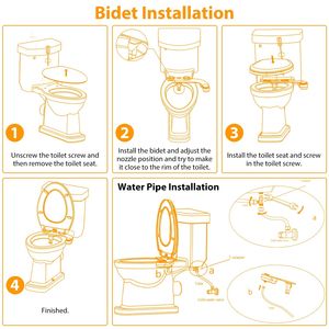 หัวฉีดคู่สำหรับสเปรย์ชำระล้างแบบน้ำสะอาด ไม่ใช้ไฟฟ้า พร้อมระบบควบคุมการไหลของน้ำ - Product Image 6