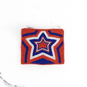 Porte-monnaie perlé XOXO avec logo personnalisé, fait main, en perles de riz, fermeture éclair, élégant, motif ethnique, style enveloppe - Product Image 2