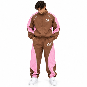 Ensemble de survêtement pour homme avec veste zippée et pantalon de jogging, deux pièces, color block - Product Image 1