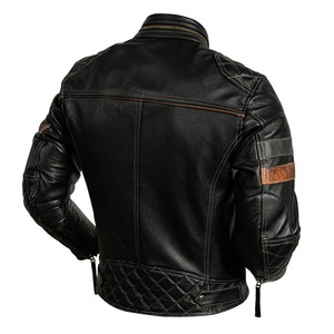 Chaqueta de Cuero Negra de Alta Calidad para Primavera y Otoño, Chaqueta Varsity de Piel de Vaca Natural Genuina con Cuello Alto para Hombre - Product Image 1