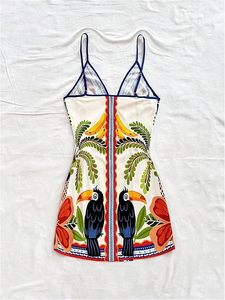 Vestido Mini con Estampado Tropical para Mujer, Vestido Cruzado de Verano con Cuello en V y Lazo, Vestidos para Vacaciones - Product Image 2