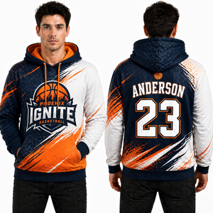 Sudadera con Capucha Personalizada para Equipo de Baloncesto, Sudadera Deportiva Sublimada para Hombre, Logotipo, Nombre y Número Personalizados, Proveedor Mayorista OEM - Product Image 3