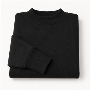 Custom <b>Black</b> <b>Womens</b> Mock Neck <b>Sweatshirt</b> Cropped Balloon Sleeve Pullover WSS-0024 - Product Image 6