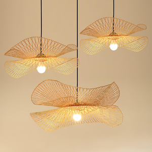 Bamboo Ceiling Light with Breathable Woven Pattern and Uniform Light Distribution - Product Image 2