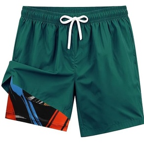 Shorts de Baño para Hombre, Color Verde Sólido, de Secado Rápido, con Cordón en la Cintura, Traje de Baño Informal para Piscina, Transpirable - Product Image 1