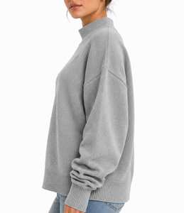 Sudadera de cuello alto con efecto desgastado para mujer, con logo personalizado, de forro polar oversize, hombros caídos, estilo streetwear, top de invierno - Product Image 3