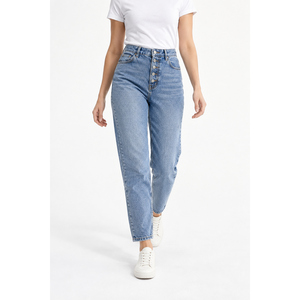 Jeans de Cintura Alta para Mujer, Estilo Boyfriend, con Estampado Floral, Denim Azul Vintage, Tallas XS-6XL, Marca Privada OEM - Product Image 5